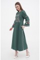 Cheremshina green embroidered dress