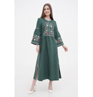 Cheremshina green embroidered dress