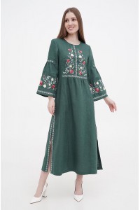 Cheremshina green embroidered dress