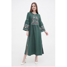 Cheremshina green embroidered dress