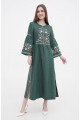 Cheremshina green embroidered dress