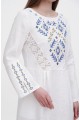 Roksana's long white linen embroidered dress