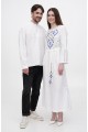 Roksana's long white linen embroidered dress