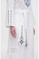 Roksana's long white linen embroidered dress