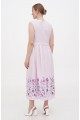 Vitalina, women's embroidered pink dress with floral ornament