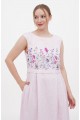 Vitalina, women's embroidered pink dress with floral ornament