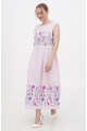 Vitalina, women's embroidered pink dress with floral ornament