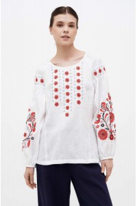 Women's white embroidered shirt, please.