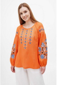 Women's embroidered shirt, orange, Laska.