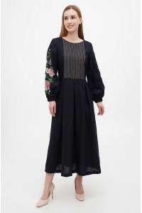 Long black linen dress Feodora