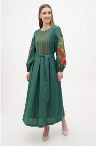 Green long linen dress Feodora