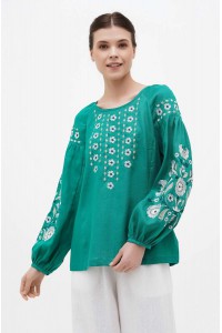 Women's green embroidered shirt "Laska"