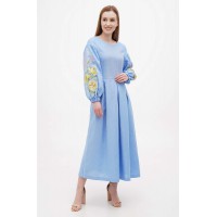 Dress linen long blue Theodora