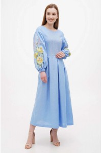 Dress linen long blue Theodora