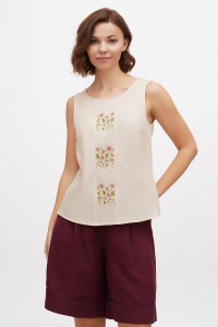 Women's beige embroidered shirt Bella