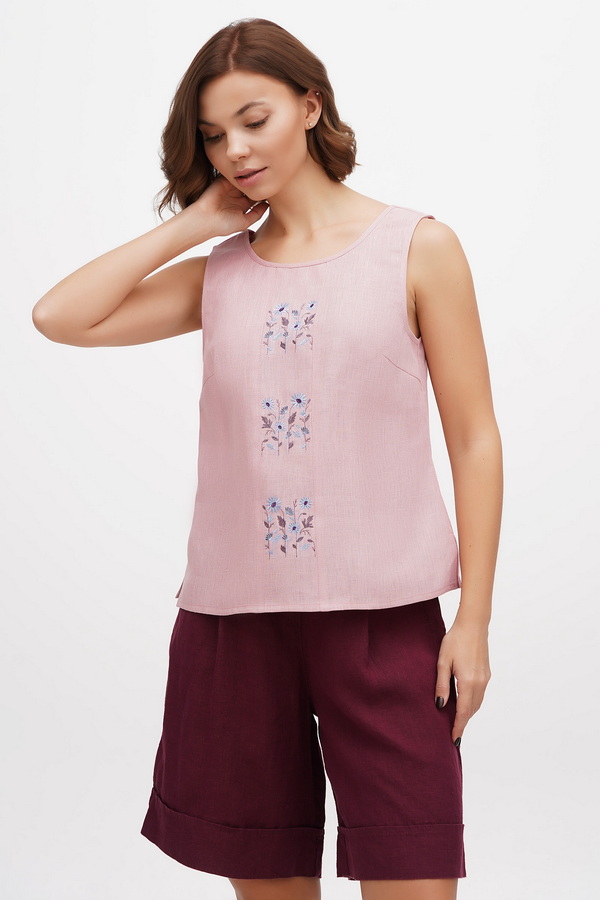 Women's pink summer embroidered shirt Bella