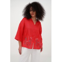 Красная вышитая женская рубашка Долина