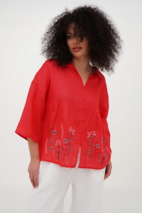 Red women's embroidered shirt Dolyna