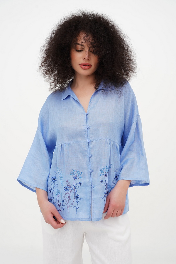 Blue women's embroidered shirt Dolyna