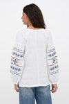 Women's white embroidered shirt with blue embroidery Swallow