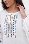Women's white embroidered shirt with blue embroidery Swallow