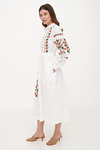 White embroidered dress with lace Kalyna festive linen dress