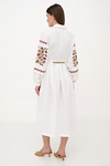 White embroidered dress with lace Kalyna festive linen dress