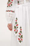 White embroidered dress with lace Kalyna festive linen dress