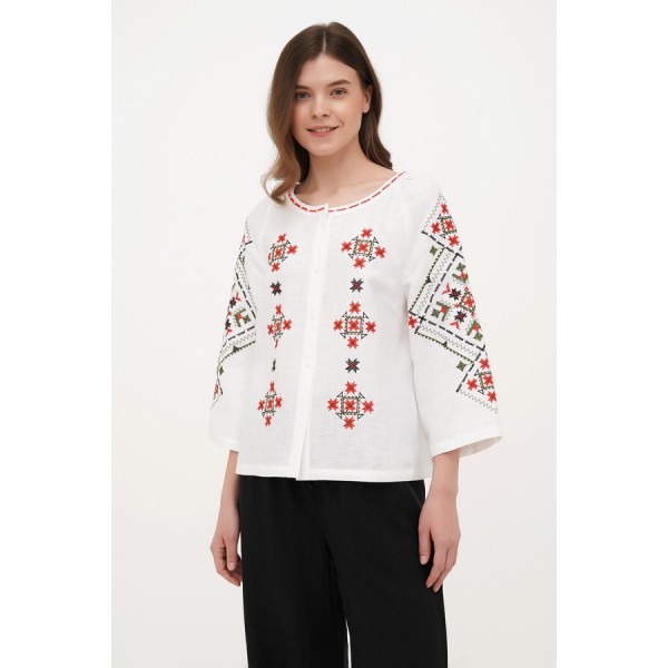 White linen embroidered blouse Alnus