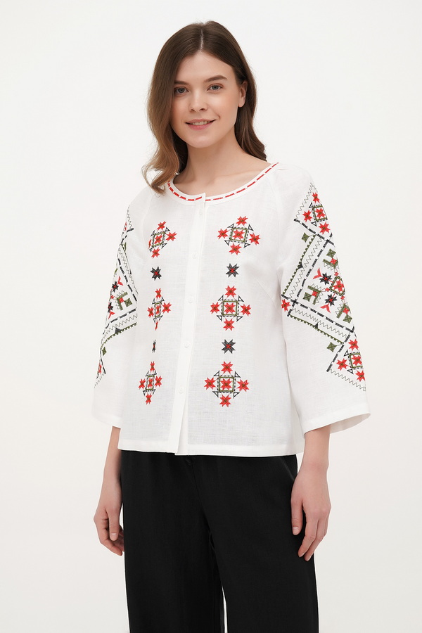 White linen embroidered blouse Alnus