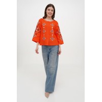 Red linen embroidered blouse Alnus