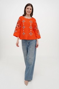 Red linen embroidered blouse Alnus