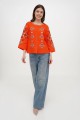 Red linen embroidered blouse Alnus