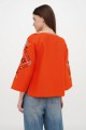 Red linen embroidered blouse Alnus