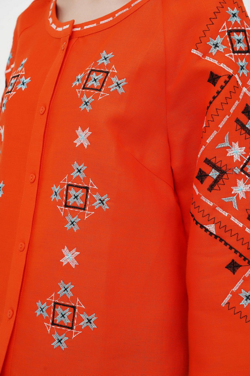 Red linen embroidered blouse Alnus
