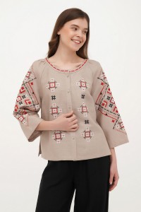 Beige linen embroidered blouse Alnus