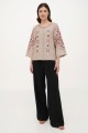 Beige linen embroidered blouse Alnus