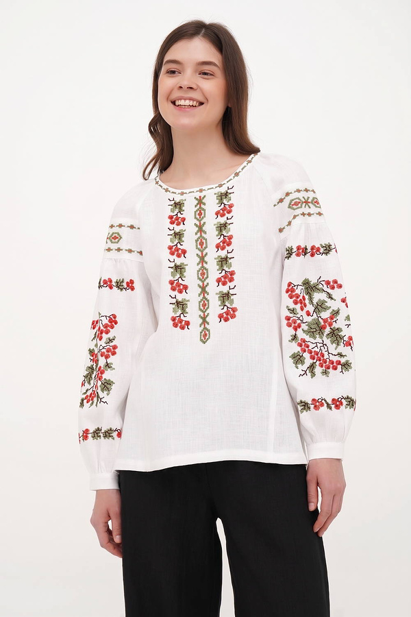 White linen embroidered blouse Dzvinka