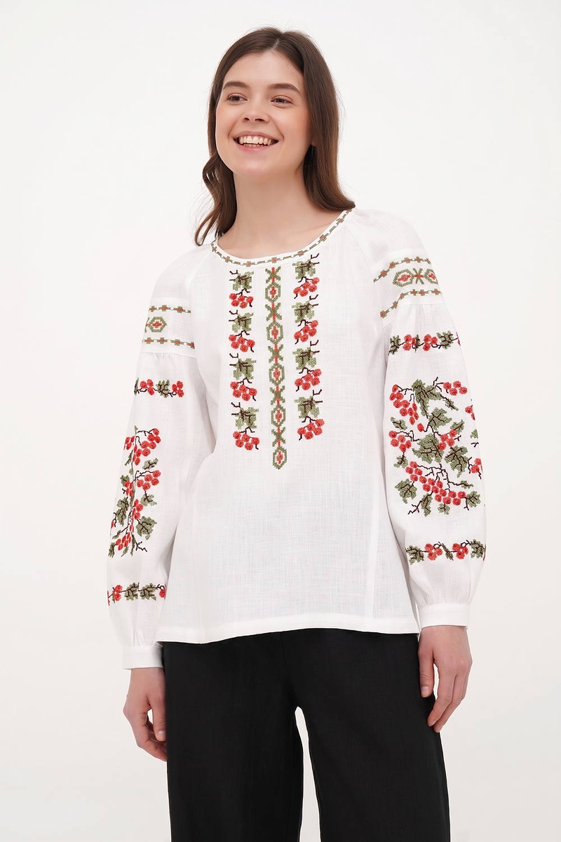 White linen embroidered blouse Dzvinka