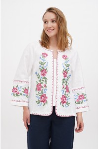 Modern embroidered shirt Nadiia, white linen