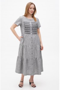 Cіра вишиванка cукня Герда -> Blue embroidered dress Gerd