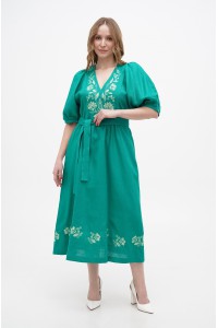 Green embroidered dress Lada