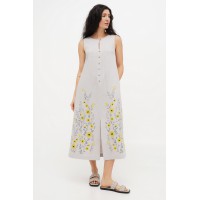 Gray embroidered dress Neia without sleeves