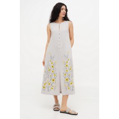 Gray embroidered dress Neia without sleeves