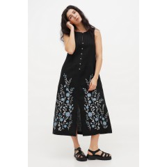 White embroidered dress Neia without sleeves
