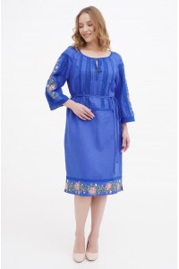 Blue dress embroidered with Orzhitsa.