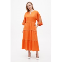 Orange embroidered dress Borislava