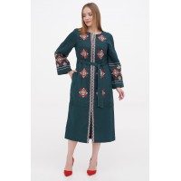 Green dress embroidered vyshyvanka Holiday