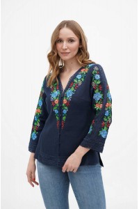 Blue embroidered women's shirt Silvia