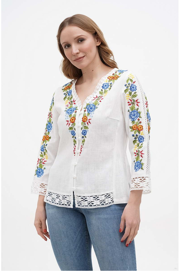 White embroidered women's blouse Silvia